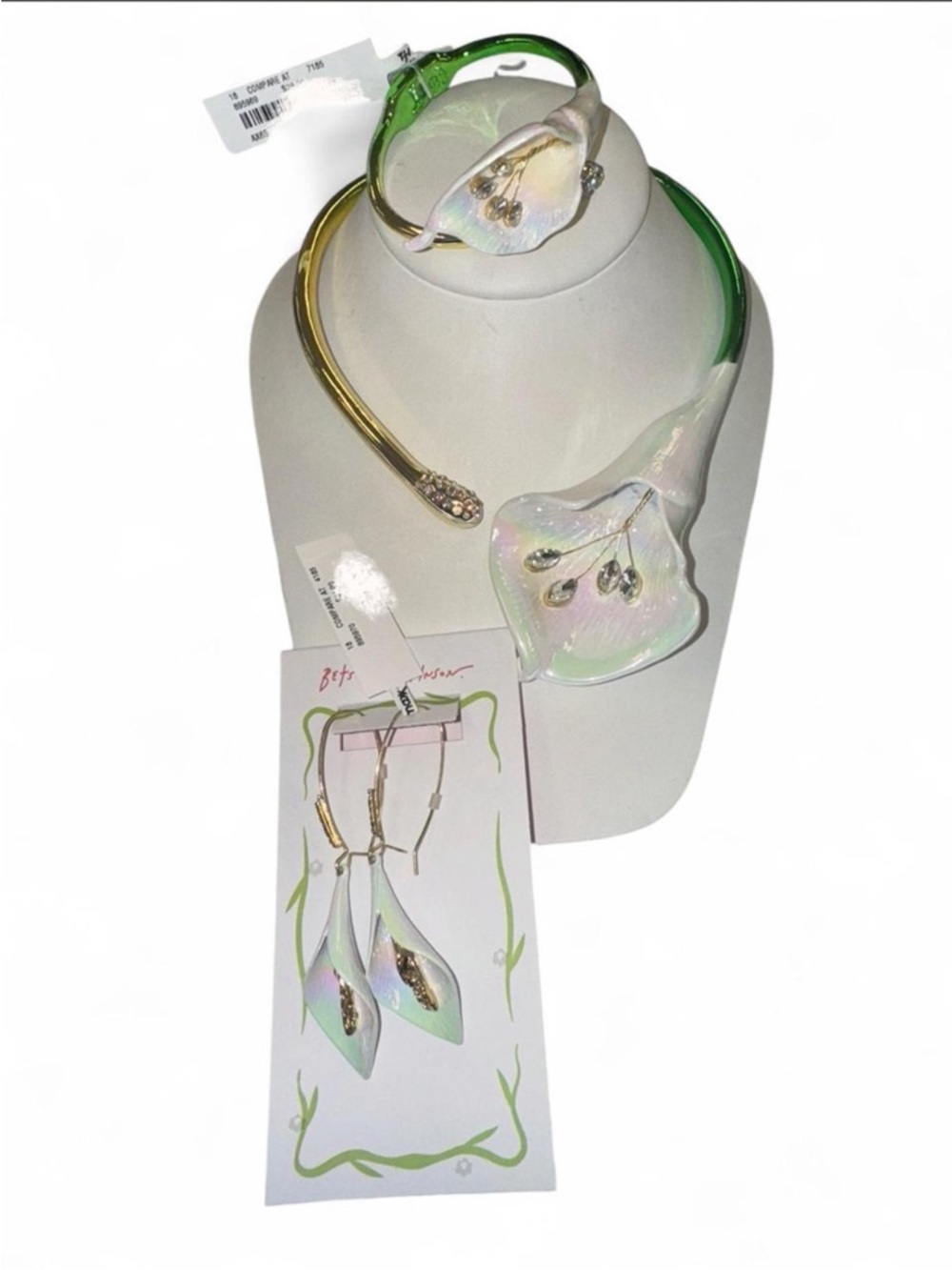 Betsey Johnson Calla Lily Floral Statement Jewelry Set NWT